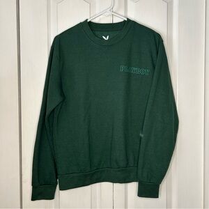 PLAYBOY womens Dark Green Crewneck Sweater small